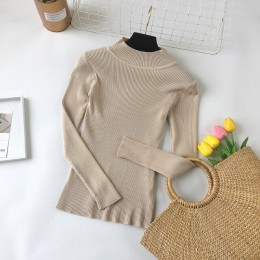 2018 wysokiej jakości mody wiosna jesień zima sweter z dzianiny damskie swetry z golfem kobiet stałe swetry Jumper