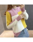 TIGENA kontrast kolor zima sweter kobiet 2019 długi rękaw sweter kobiet sweter i pulower sweter z dzianiny kobiet Pull Femme