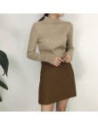 2018 jesień zima kobiety swetry sweter z dzianiny elastyczność Casual Jumper moda Slim z golfem ciepłe damskie swetry czarny