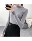 2019 jesień zima kobiety swetry sweter z dzianiny koreański elastyczność Casual Jumper moda Slim z golfem ciepłe damskie swetry