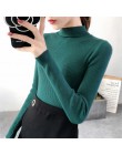 2019 jesień zima kobiety swetry sweter z dzianiny koreański elastyczność Casual Jumper moda Slim z golfem ciepłe damskie swetry