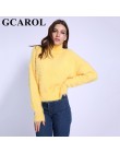 GCAROL nowy jesień zima kobiety sweter z golfem moher sweter 20% wełny miękkie strony Oversize dzianiny topy gruby sweter w 4 ko