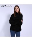 GCAROL nowy jesień zima kobiety sweter z golfem moher sweter 20% wełny miękkie strony Oversize dzianiny topy gruby sweter w 4 ko