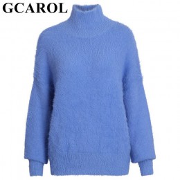 GCAROL nowy jesień zima kobiety sweter z golfem moher sweter 20% wełny miękkie strony Oversize dzianiny topy gruby sweter w 4 ko