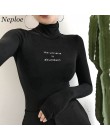 Neploe sweter z golfem kobiet ubrania list wydrukowano sweter cienkie bluzki solidna Slim Sexy mocno najniższy jesień swetry 365