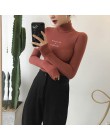 Neploe sweter z golfem kobiet ubrania list wydrukowano sweter cienkie bluzki solidna Slim Sexy mocno najniższy jesień swetry 365