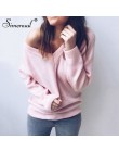 Simenual V neck kobiety swetry i pulowery z dzianiny jesień odzież zimowa stałe podstawowe obcisły sweter kobiet jumper sweter p