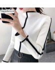 Sweter kobiet miękkie koreański styl Skinny zima sweter z golfem kobiety Bodycon podstawowe swetry z długim rękawem Pull Femme p