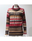 Rogi moda jesień sweter kobiet 2019 na co dzień z długim rękawem w paski kobiety sweter Patchwork kolor bloku Lace Up sweter kob