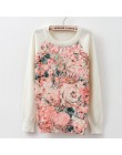 Sweter moda 2018 kobiet rose drukarnie moda ciepłe nowy sweter z długim rękawem Stretch czysty sweter Top jesień zima Pullove