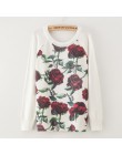 Sweter moda 2018 kobiet rose drukarnie moda ciepłe nowy sweter z długim rękawem Stretch czysty sweter Top jesień zima Pullove