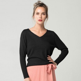 Wiosna jesień panie dekolt w kształcie litery v kaszmirowy sweter luźne moda Plus rozmiar 4XL stałe kobiety wełny Bat sweter swe