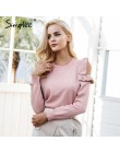 Simplee elegancki zimno ramię sweter z dzianiny kobiet sweter na co dzień z długim rękawem sweter kobiet jesień zima sweter dams