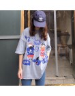 Lato kobiety cartoon druku T Shirt na co dzień chłopak tshirt Harajuku ponadgabarytowych graficzne śmieszne koszulki damskie str