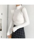 2019 jesień kobiet topy damskie z długim rękawem z golfem obcisły sweter z dzianiny cienkie swetry Top Femme koreański stałe dzi