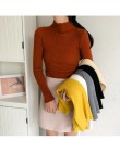 2019 jesień kobiet topy damskie z długim rękawem z golfem obcisły sweter z dzianiny cienkie swetry Top Femme koreański stałe dzi