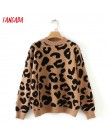 Tangada kobiety leopard sweter z dzianiny zima zwierząt drukuj zima gruby z długim rękawem swetry damskie casual topy 2X05