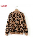 Tangada kobiety leopard sweter z dzianiny zima zwierząt drukuj zima gruby z długim rękawem swetry damskie casual topy 2X05