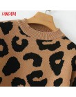 Tangada kobiety leopard sweter z dzianiny zima zwierząt drukuj zima gruby z długim rękawem swetry damskie casual topy 2X05