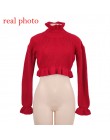 Simenual Ruffles damska golfy swetry jesień zima 2018 odzież z dzianiny moda sexy crop damski sweter sweter sprzedaż