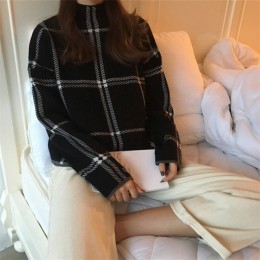 Neploe koreański luźny sweter 2019 nowy zima Sueter Mujer kobiety sweter z dzianiny z długim rękawem swetry sweter z golfem dzia