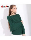 Zima Batwing sweter kobieta Bat koszulka sweter xl kobiety Oversize Slash Neck jesień kobiety swetry z dzianiny damskie zielone