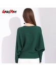 Zima Batwing sweter kobieta Bat koszulka sweter xl kobiety Oversize Slash Neck jesień kobiety swetry z dzianiny damskie zielone