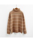 NIJIUDING 2019 New Arrival kobiety Casual swetry swetry sweter z dzianiny jesień luźne paski swetry z golfem 6 kolorów