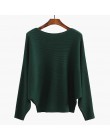 Zima Batwing sweter kobieta Bat koszulka sweter xl kobiety Oversize Slash Neck jesień kobiety swetry z dzianiny damskie zielone