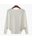 Zima Batwing sweter kobieta Bat koszulka sweter xl kobiety Oversize Slash Neck jesień kobiety swetry z dzianiny damskie zielone