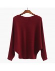 Zima Batwing sweter kobieta Bat koszulka sweter xl kobiety Oversize Slash Neck jesień kobiety swetry z dzianiny damskie zielone