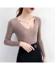 Pull Femme Sexy głębokie V Neck kobiety swetry i pulowery 2018 zima różowy szary z dzianiny ciepły sweter Slim Stretch sweter ko