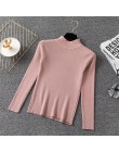 Zima sweter na drutach swetry damskie z długim rękawem topy sweter z dzianiny z golfem elegancka kobieta ubrania kobiet Casual S