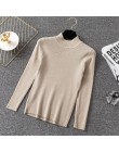 Zima sweter na drutach swetry damskie z długim rękawem topy sweter z dzianiny z golfem elegancka kobieta ubrania kobiet Casual S