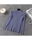 Zima sweter na drutach swetry damskie z długim rękawem topy sweter z dzianiny z golfem elegancka kobieta ubrania kobiet Casual S