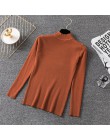 Zima sweter na drutach swetry damskie z długim rękawem topy sweter z dzianiny z golfem elegancka kobieta ubrania kobiet Casual S