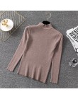 Zima sweter na drutach swetry damskie z długim rękawem topy sweter z dzianiny z golfem elegancka kobieta ubrania kobiet Casual S