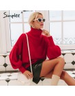 Simplee z dzianiny z golfem sweter plus size kobiet sweter kobiet 2018 jesień zima mody latarnia rękaw na co dzień panie jumper