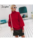 Simplee z dzianiny z golfem sweter plus size kobiet sweter kobiet 2018 jesień zima mody latarnia rękaw na co dzień panie jumper