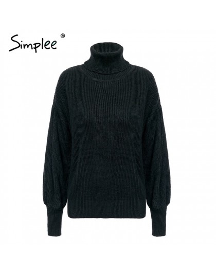 Simplee z dzianiny z golfem sweter plus size kobiet sweter kobiet 2018 jesień zima mody latarnia rękaw na co dzień panie jumper