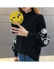 Neploe sweter kobiet koreański Pull Femme Hiver sweter szydełka rękaw Puff sweter Sueter Mujer dziergane swetry z golfem 36816