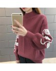 Neploe sweter kobiet koreański Pull Femme Hiver sweter szydełka rękaw Puff sweter Sueter Mujer dziergane swetry z golfem 36816