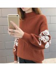 Neploe sweter kobiet koreański Pull Femme Hiver sweter szydełka rękaw Puff sweter Sueter Mujer dziergane swetry z golfem 36816