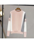 GIGOGOU jesień zima sweter kobiety kontrast kolorowy pulower sweter z długim rękawem O-Neck dzianiny topy znosić Pull Femme