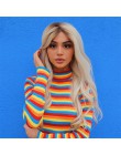 Z golfem moda rainbow swetry swetry z dzianiny damskie 2018 nowy zimowy sweter luźny sweter swetry kobiet