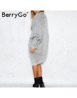 BerryGo długi sweter kobiet dorywczo luźne plus size sweter 2018 sweter z dzianiny kobiet panie jesień zima sweter płaszcz jumpe