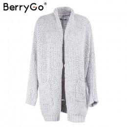 BerryGo długi sweter kobiet dorywczo luźne plus size sweter 2018 sweter z dzianiny kobiet panie jesień zima sweter płaszcz jumpe