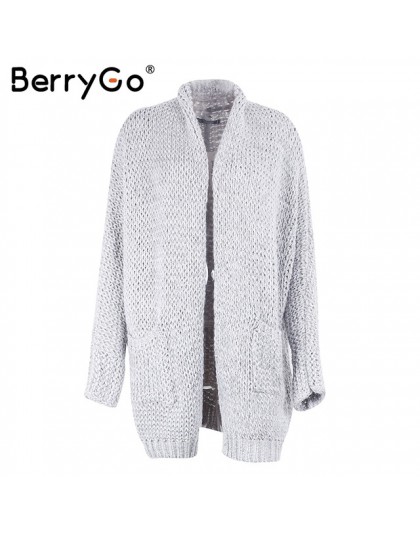 BerryGo długi sweter kobiet dorywczo luźne plus size sweter 2018 sweter z dzianiny kobiet panie jesień zima sweter płaszcz jumpe