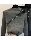Sweter damski młodzieżowy seksowny oryginalny modny zabudowany obcisły krótki z długim rękawem pół golf
