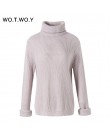 WOTWOY jesień zima sweter z golfem kobiet 2018 sweter długi z dzianiny swetry kobiety luźne Casual swetry damskie Jumper kaszmir